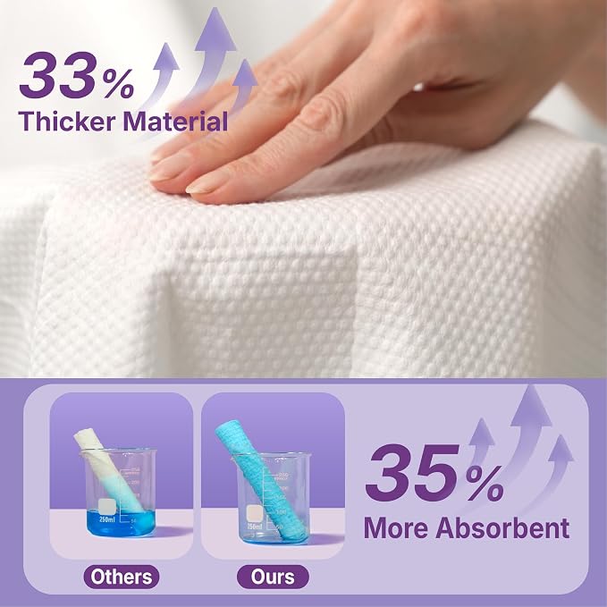 100% Cotton Disposable Face Towels, 360 Count | Soft Cotton Tissues for Sensitive Skin, Makeup Remover Dry Wipes, Lint-Free Facial Cleansing Cloths, Hanging Bag