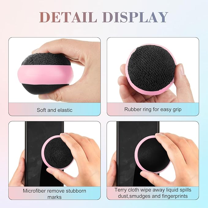 Suclain 4 Pack Screen Cleaner Balls Car Phone Screen Cleaning Cleaner Ball Microfiber Touch Cleaning Ball for Easter Computer Laptop Phone Monitor(Pink)