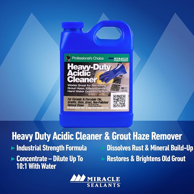 Miracle Sealants Heavy-Duty Acidic Cleaner for Tile & Stone, Grout Haze, Rust Stain & Efflorescence Remover, Quart, 6 Pack