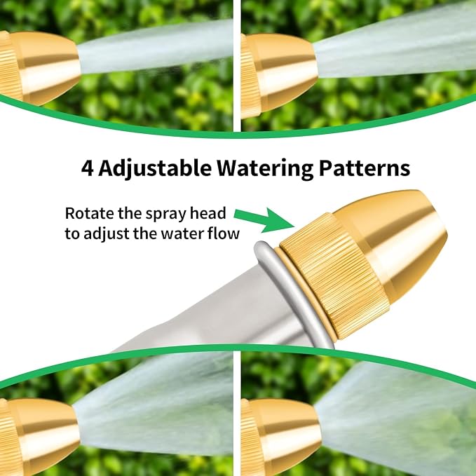 AUTOMAN Garden Hose Nozzle Sprayer, 2 Pack High Pressure Spray Nozzle, 100% Metal Water Hose Nozzle, 4 Patterns Watering Nozzle, Heavy Duty Garden Nozzle for Watering Plants & Lawns, Washing Cars