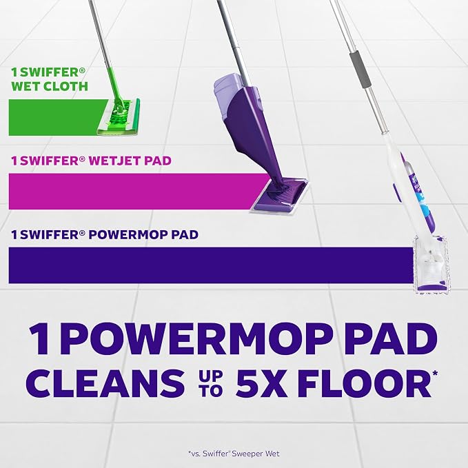Procter & Gamble Swiffer PowerMop Multi-Surface Mopping Pad Refills, 5 Count Mop Heads