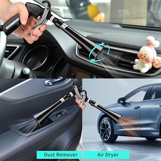 GOCCIDA Tornado Dry Cleaning Gun Detailing Interior Dryer Air Blow Gun | High Pressure Blower Gun,Car Detailing Kit Interior Cleaner,Car Detailing Tools for Car Quickly Blasts Dirt Works with Air
