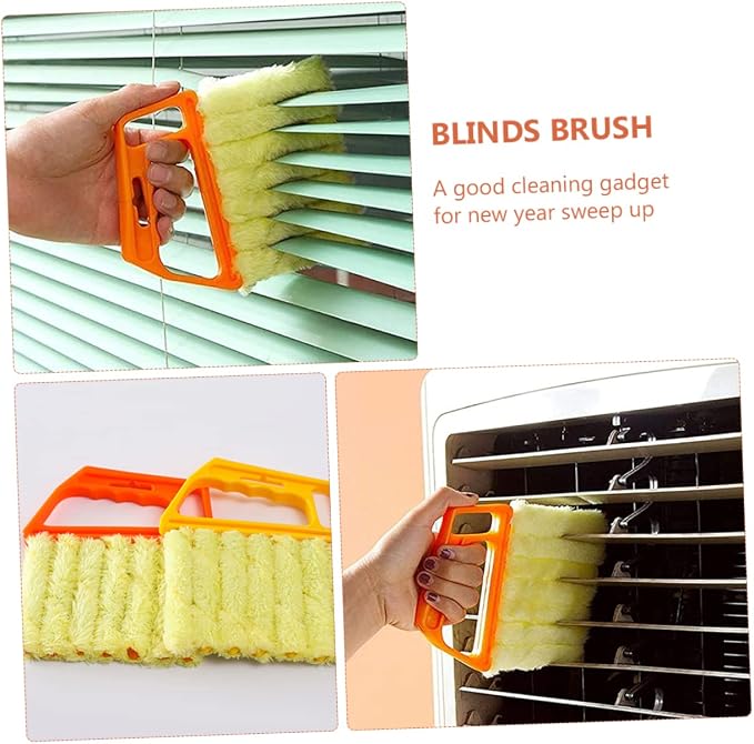 2pcs Microfiber Window Blind Cleaner Shutter Duster Brush Handheld Pulley Cleaning Tool