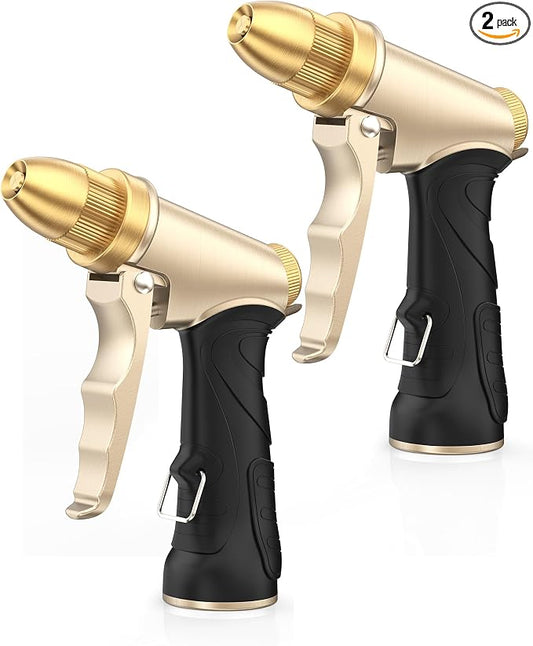 RAINPOINT Heavy Duty Metal Spray Nozzle for Garden Hose, High Pressure Garden Hose Nozzle with Adjustable Spray Patterns for Watering Plants, Car Washing, and Pet Showering (2 pcs)