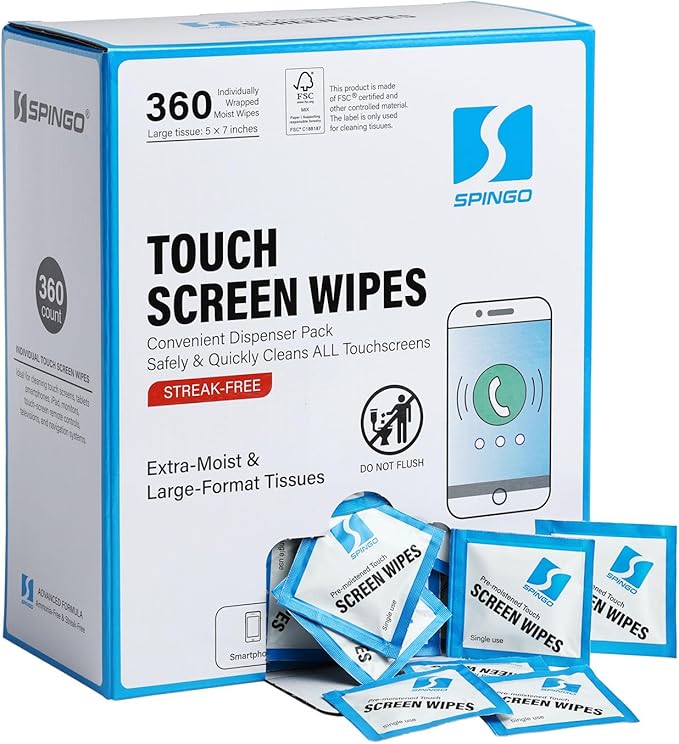 360 Count Screen Wipes, Screen Cleaner Wipes for Electronics, Touchscreens | Streak-Free & Scratch-Free Electronics wipes for Phone, Laptop, Computer, Monitor, Touchscreens, Care Screens, Eyeglasses.