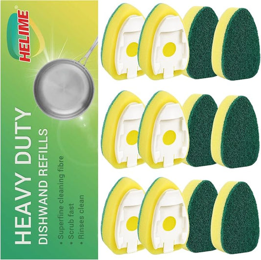 Dishwand Refills Sponges Heads, Non-Scratch Dish Wand Refill Replacement | Fits Dispenser Handle, Heavy Duty Scrub Brush Soap Dispensing Scrubbers,Dishwashing Supplies Kitchen Sink Dishwasher Cleaning