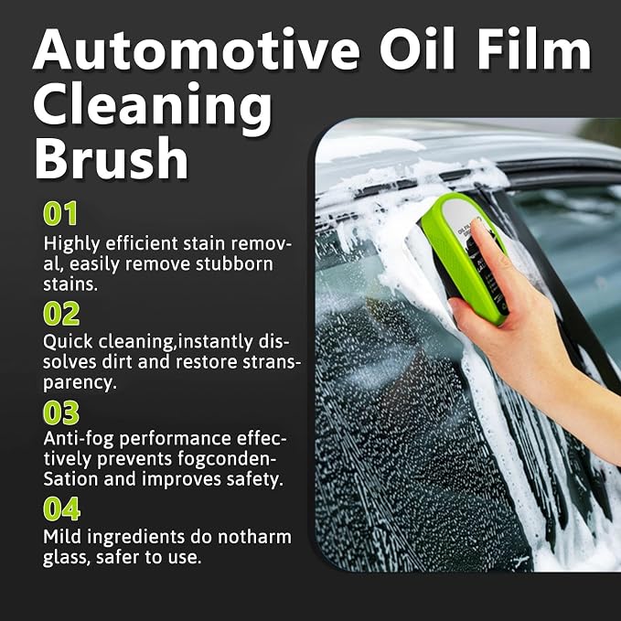Automotive Oil Film Cleaning Brush for Car Windows, Glass Oil Film Remover for Car,2026 Upgrade 2.0 Cleaning Doard, 150ml Universal clear vision windshield cleaner ，Prevents Rain and Fog.