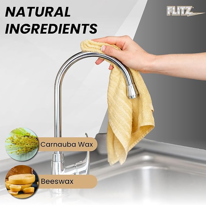 Flitz Faucet Wax Plus - 7.6oz Bottle of USA-Made, Water-Based Faucet Cleaner & Polisher for Water Stains, Fingerprints, & More - Metal Wax for Bronze, Nickel, Chrome, Brass - Granite Polish (1 Pack)