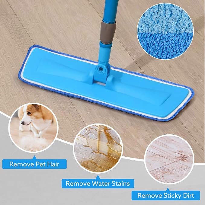 6-Pack 18 Inch Microfiber Mop Pads Refills Compatible with Bona Mop | Reusable & washable mop pad refills, wet & dry use, absorbent, for hardwood and sealed hard floors