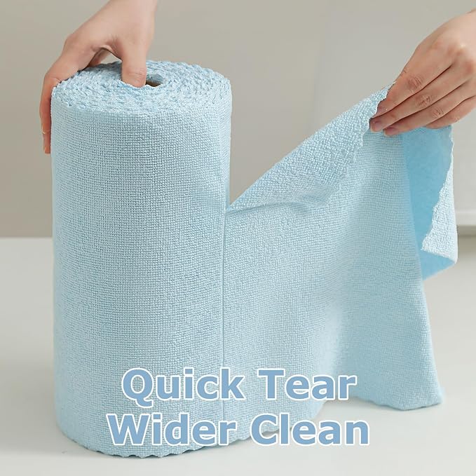 Jessy Home 80 Pack Microfiber Cleaning Cloth Roll Reusable Paper Towels 12"x12" Tear Away Cloth, Microfiber Towels for Cars, Wash Cloths, Lint Free Rags for House, Kitchen,Window,Cleaning Supplies