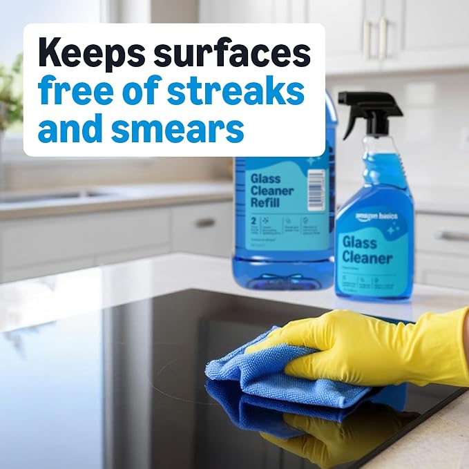 Amazon Basics Glass Cleaner Refill, Streak-Free, Cleans Windows and Mirrors with Sparkling Shine, Economical, 67.6 Fl Oz, 1-Pack