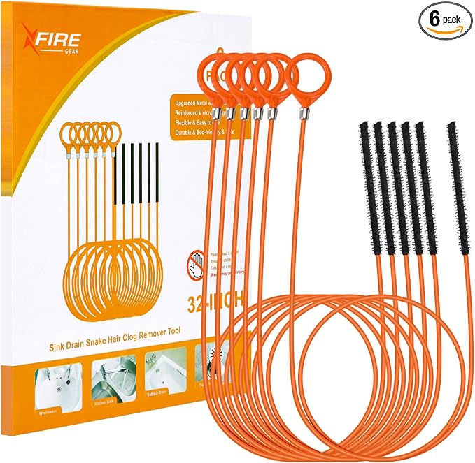 32 Inch Anti-break Metal Drain Snake, 6 Pack Hair Clog Remover | Drain Cleaner Tool with Nylon Coating Sink Snake, Drain Clog Remover for Shower, Bathroom Sink Tub