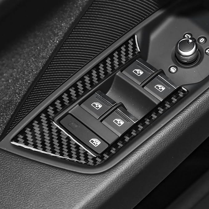 Real Carbon Fiber Door Stickers Fit for Audi A3 8Y S3 2021-2025 | Trim Door Window Switch Panel Cover | Accessories | Anti-scratch | Self-adhesive
