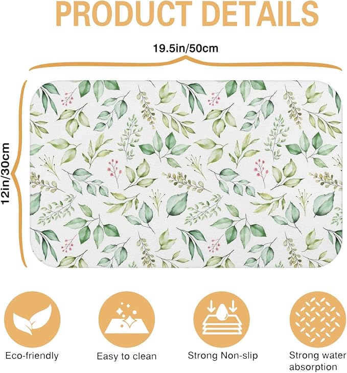 Kitchen Countertop Dish Drying Mat,Super Absorbent Coffee Bar Mat for Maker Espresso Machine, Anti-Slip Accessories for Kitchen Countertops 19x12 Inch