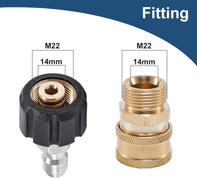 Raincovo Pressure Washer Quick Connect Fittings, M22 14mm to 3/8 Inch | Quick Connect Pressure Washer Hose Adapter, 4 Pieces
