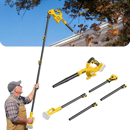 Roof Gutter Cleaning from The Ground, 2-in-1 Cordless Pole Leaf Blower, Handheld & Extension Blower, for Dewalt 20V Battery, Adjustable Angle Nozzle, for Roof, Yard & Patio Cleaning（Tool Only）