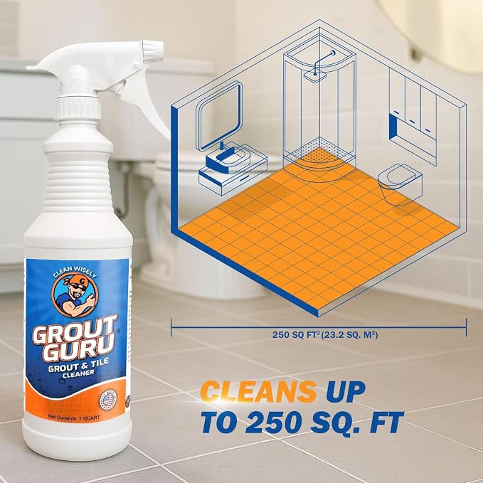 Professional Gel Grout Cleaner Spray, Heavy Duty Tile Grout Cleaner for Tub & Wall, Acid-Free Deep Cleaning Solution, Safe for Marble, Porcelain & Stone, Made in USA, 32 Oz
