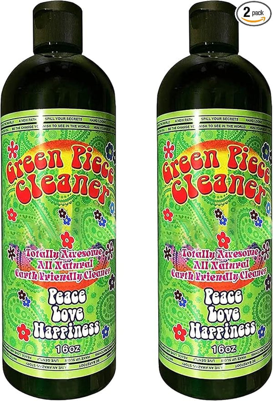 Green Piece® Glass Cleaner 2 Bottles (Made in USA) - All Natural Earth Friendly Multi-purpose Cleaner for Metal, Ceramic, Water Pipe 16 oz