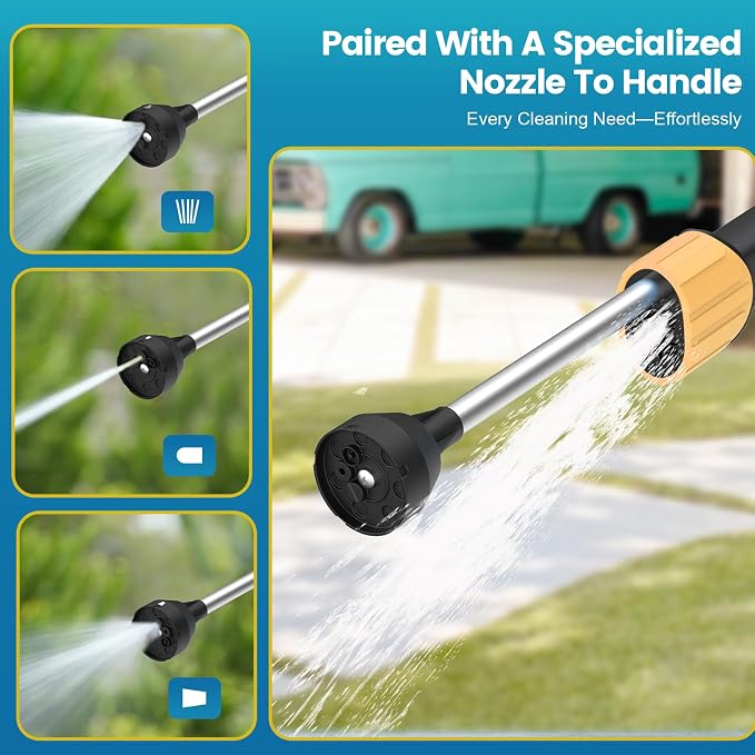 Car Wash Foam Gun, with Microfiber Wash Mitt, Extra Nozzle | High Pressure Nozzle & 3 Spray Modes, Foam Cannon Car Wash Kit for Garden Hose, for Cars, Trucks, RV, Motorcycle Cleaning