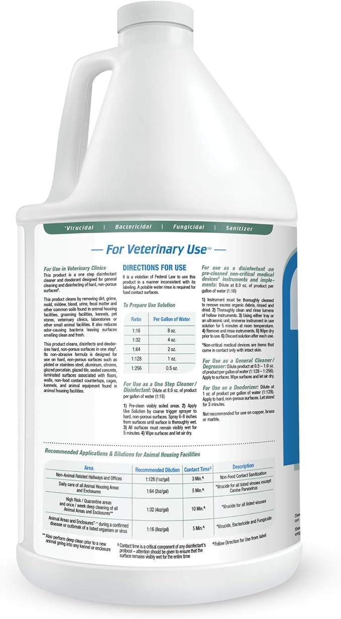 REScue One-Step Disinfectant Cleaner & Deodorizer, For Veterinary Use, Animal Shelters, Pet Foster Homes, Kennels, Litter Box, Concentrate, 1-Gallon