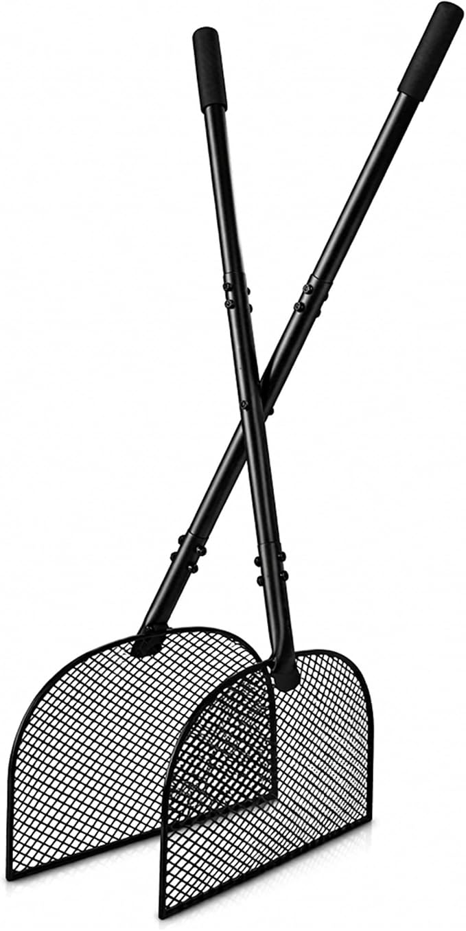Leaf Grabber Rake with Long Handle, Heavy Duty Metal Leaf Picker Upper and Grass Collector, Upright Lawn Debris Pickup Tool with Upgraded Lock Nuts for Yard Cleanup, No Bending Over