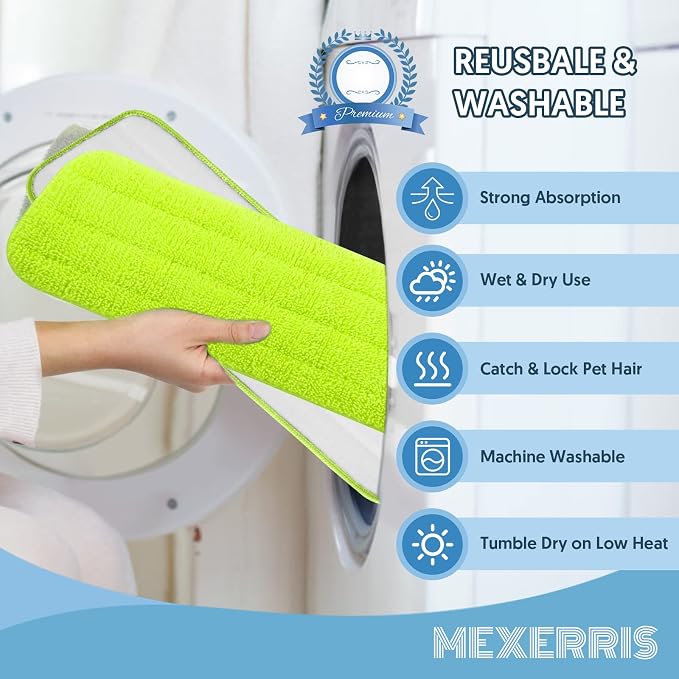 7 Pack Washable Microfiber Mop Pads for Swiffer PowerMop: Wet Mop Refills | Power Mop Refills Multi-purpose, Floor Mop Dust Mop Pads Reusable Replacement, for 13''-15'' Spray Mops Multi-surface Floors