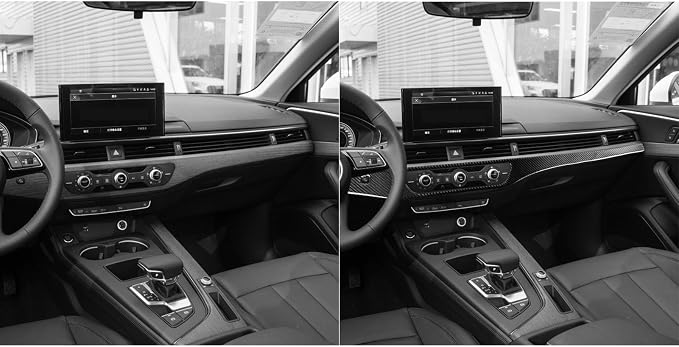 Real Carbon Fiber Trim for Audi Accessories | for B9 A4 S4 A5 S5 2017-2019 / RS5 2018 2019 Center Control Co-Pilot Side Panel Interior Thick Overlay Decal