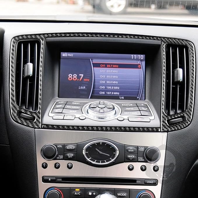 Real Carbon Fiber Trim for Infiniti Accessories | for G35 G37 G25 Q60 Q40 2007-2015 X S Sedan Coupe Convertible Dash Navigation Air Vent Frame Interior Thick Overlay Decal