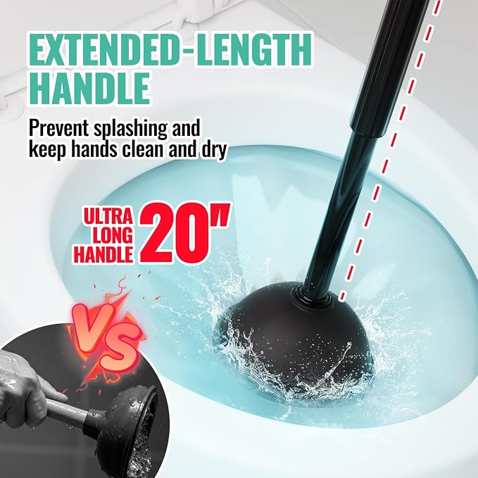 3 in 1 Toilet Brush and Plunger Set with Crevice Cleaning Brush, Toilet Plunger and Brush Set with Extra Long Handle, Plungers for Bathroom Accessories, Toilet Plunger with Holder, Black | Black bathroom decor, apartment essentials, home essentials, cl...
