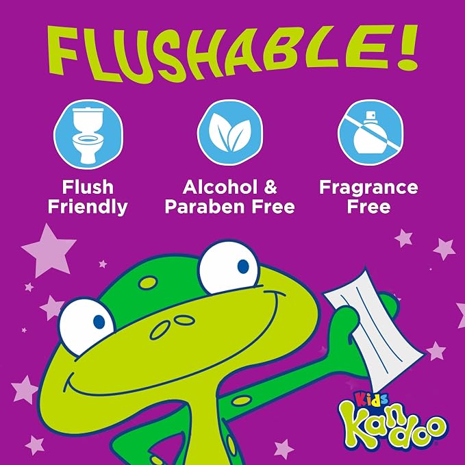 Flushable Wipes for Baby and Kids by Kandoo, Sensitive and Unscented Formula, Hypoallergenic Potty Training Wet Cleansing Cloths , 48 Count, Pack of 12