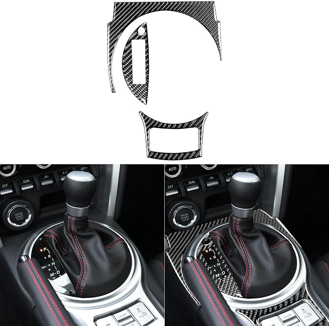 Real Carbon Fiber Trim for Subaru Accessories | for BRZ/Scion FR-S/Toyota 86 2016 2017 2018 2019 2020 Gear Shifting Box Panel Cover Interior Thick Overlay Decal