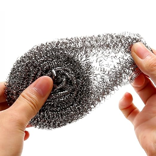 KTOJOY 6 Pack Stainless Steel Wool Scrubber, Scouring Pads | Stainless steel scrubbers for kitchen, bathroom, pots, pans, grill; heavy duty, reusable, removes stubborn stains