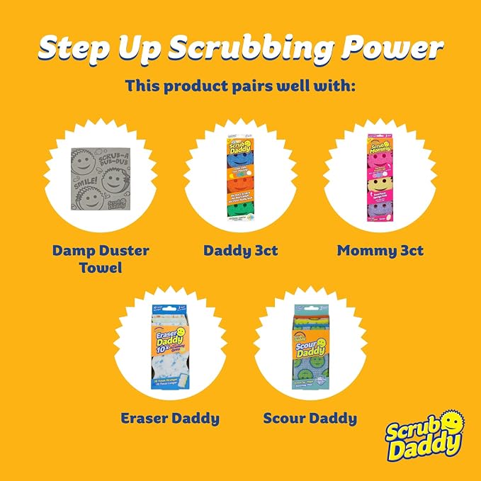 Scrub Daddy Damp Duster Dusting Sponges (8 Count) - Dust Remover for Household Cleaning - Duster for Vents, Railings & Blinds - Reusable Baseboard Cleaner