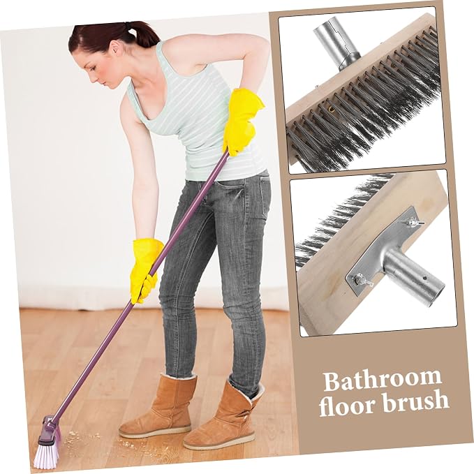 ABOOFAN Stainless Steel Wire Floor Brush Outdoor Scrub Brush for Moss Cleaning Heavy Duty Scrubber for Concrete Tile Garage