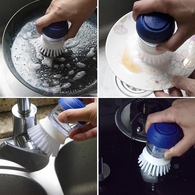 CELOX Dish Brush with Soap Dispenser, Palm Brush for Cleaning Kitchen