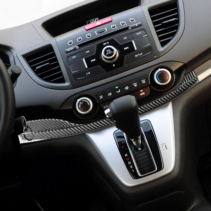 Real Carbon Fiber Trim for Honda CRV Accessories | for CR-V 2012 2013 2014 2015 2016 Center Control Panel Decorative Sticker Interior Thick Overlay Decal - A