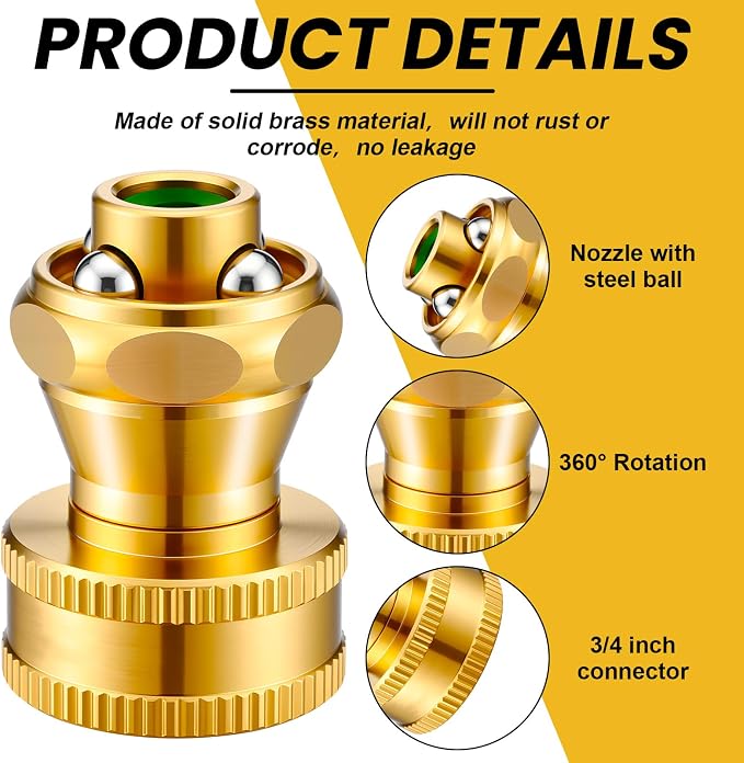 Hotop 9 Pack Big Shot Nozzle Power Brass Hose Nozzle Adjustable Twist Sprayer for Garden (3/4 Inch)