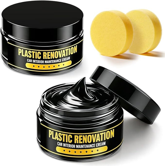 2PC car Tire Nourish Wax Cream Paste, with Sponge,Also applicable,Dashboard, tires, and seats,Car Tires & Plastic Trim Renewal Paste Restores Shine