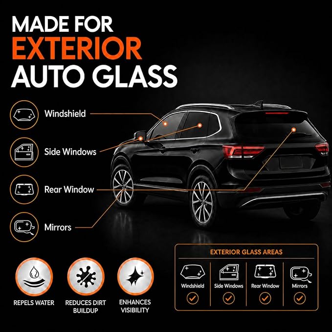 Windshield Oil Film Remover for Car, 2 Pack 100ml Each Roll-On Glass Cleaner Compound with Built-In Cleaning Pad, Helps Remove Road Film, Water Spots, Smudges & Haze, Exterior Auto Glass
