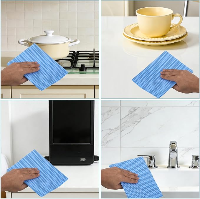 Disposable Dish Cloths Disposable Cleaning Towels 50 Pack Heavy Duty Reusable Disposable Kitchen Cleaning Cloths for Kitchen, Bathroom, Household Cleanings