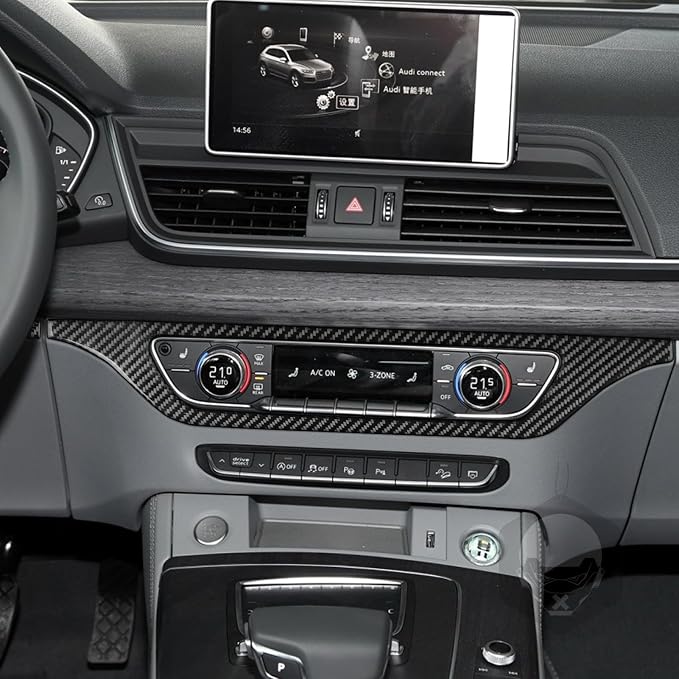 Real Carbon Fiber Trim for Audi 80A Q5 Accessories | for SQ5 2018-2025 Dash CD Panel Frame Cover Sticker Interior Thick Overlay Decal