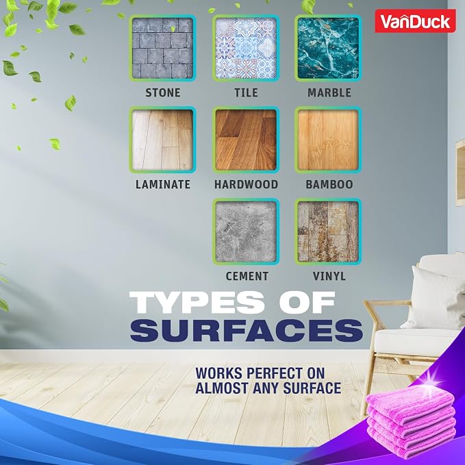 VanDuck Reusable Microfiber Mop Pads for Swiffer PowerMop, 6 Pack | Washable, heavy duty replacement refills, wet & dry use, multi-surface hardwood floor cleaning
