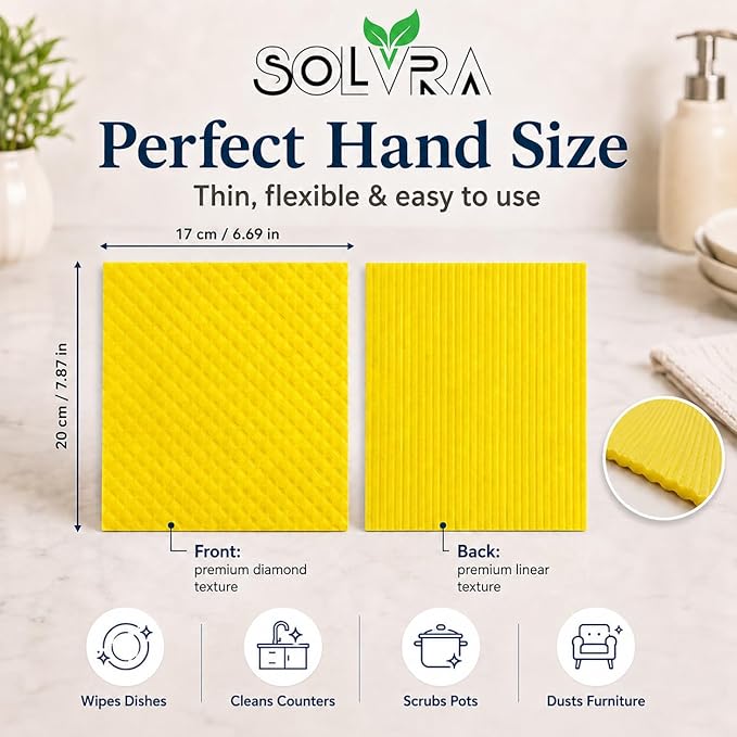 10 PCS Swedish Dishcloths for Kitchen Multicolor, German Cellulose 70% Cellulose 30% Cotton, Ultra Absorbent Reusable Eco Friendly Cleaning Cloth, 100% Biodegradable Paper Towel Alternative, Odor Free