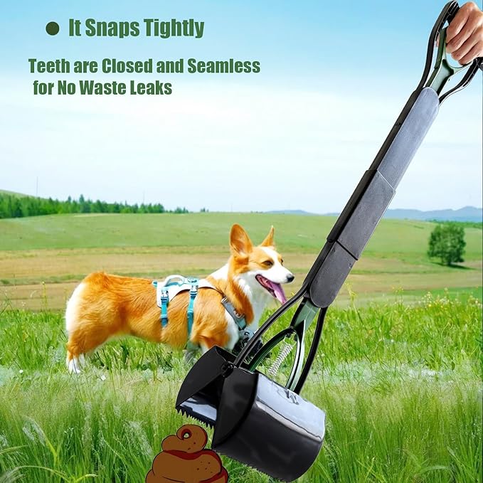 ienjoyed 2-Pack Pooper Scooper for Large Small Dogs Heavy Duty, 32" Long Handle Poop Scoop for Yard, Grass, Gravel, Dog Poop Grabber with High Strength Material and Durable Spring