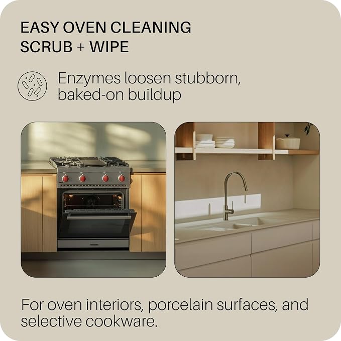 Everneat Oven Scrub (16oz): Natural Oven Cleaner and Kitchen Cleaner | Heavy Duty | for Rack, Grill & Stovetop | Non-toxic | Fume-free & Safe to Clean All Ovens (Unscented) | Refillable Glass Jar