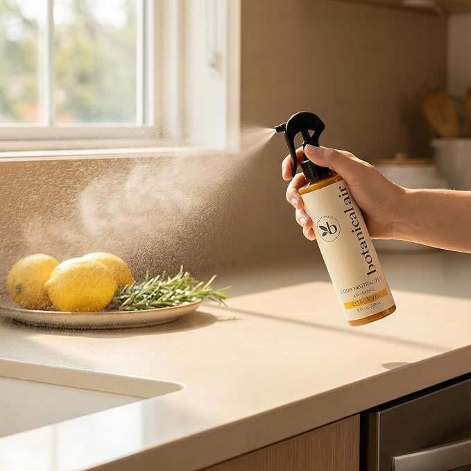 Plant-Based Odor Eliminator Spray – Natural Essential Oil Air Freshener for Home, Bathroom, Fabrics & Pet Areas – 8 oz (Citrus Veil)