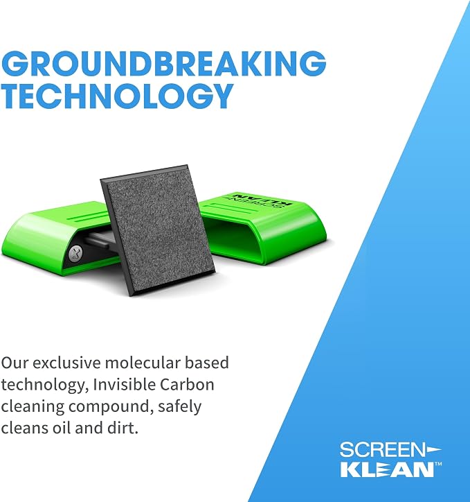 CarbonKlean ScreenKlean Tablet Screen Cleaner - Compatible with iPad, Android & Amazon - with Carbon Microfiber Tech-Injected Green-1 Count (Pack of 1)