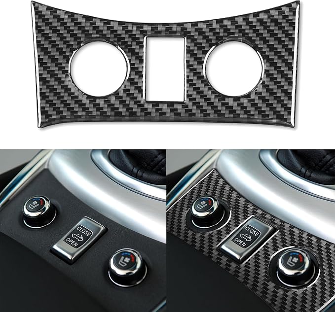 Real Carbon Fiber Trim for Infiniti Accessories | for G37 G25 Q60 Q40 X S 2011-2015 2012 2013 2014 Sedan Coupe Convertible Center Seat Heating Button Thick Overlay Decal - A