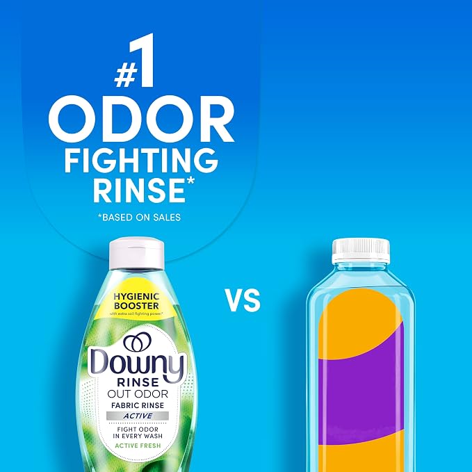 Downy RINSE & REFRESH Laundry Odor Remover and Fabric Softener for Activewear, Active Fresh Scent, 48 oz