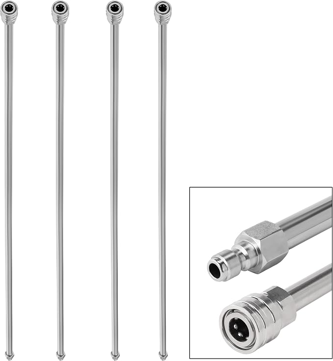 Pressure Washer Wand Extension, 240 Inch, Stainless Steel | Replacement Lance with 1/4" Quick Connect Fitting, 4000 PSI, 4 Wands – 60" Each Wand